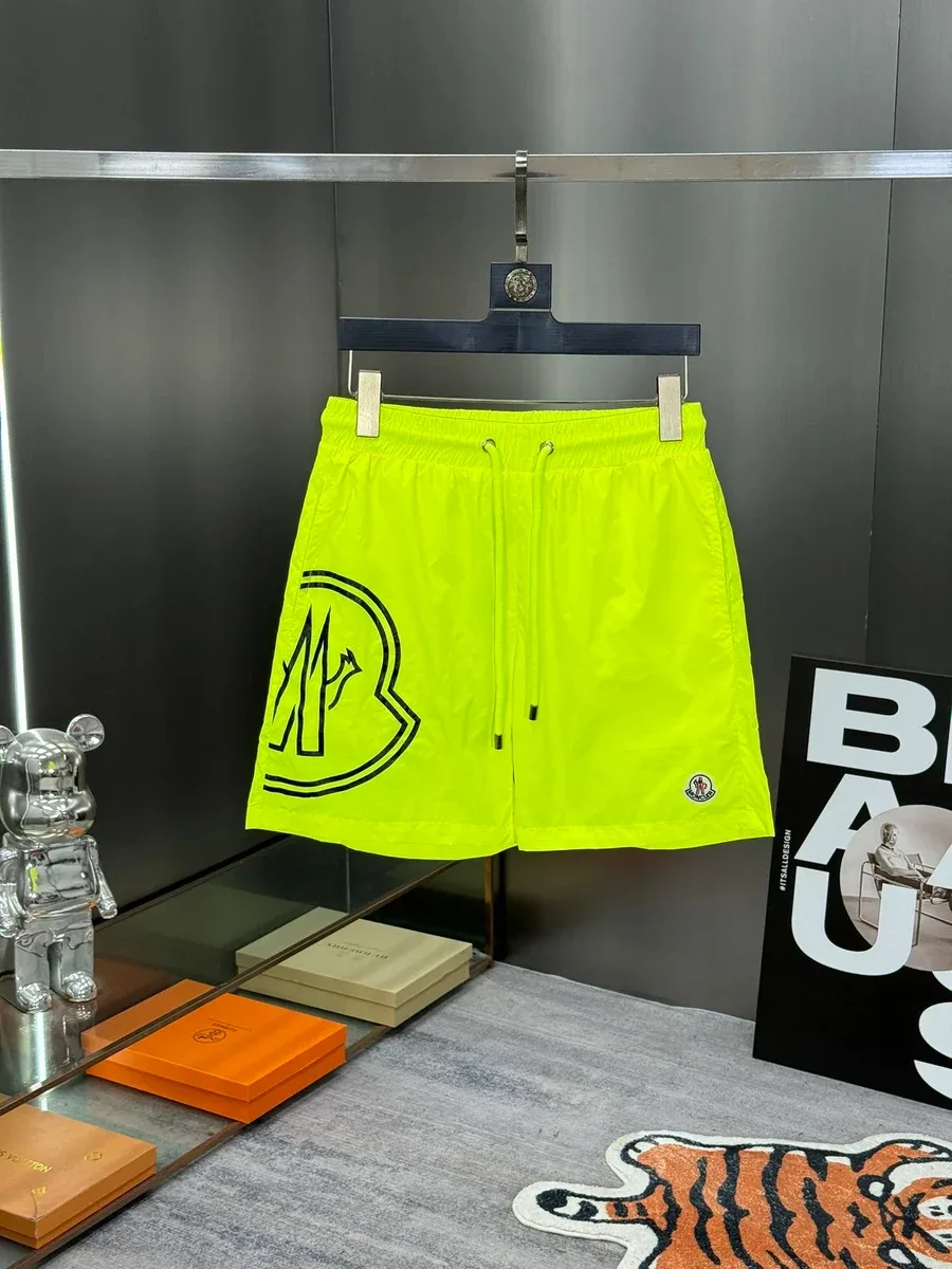 Moncler Moncler Neon Yellow Logo Shorts Yellow