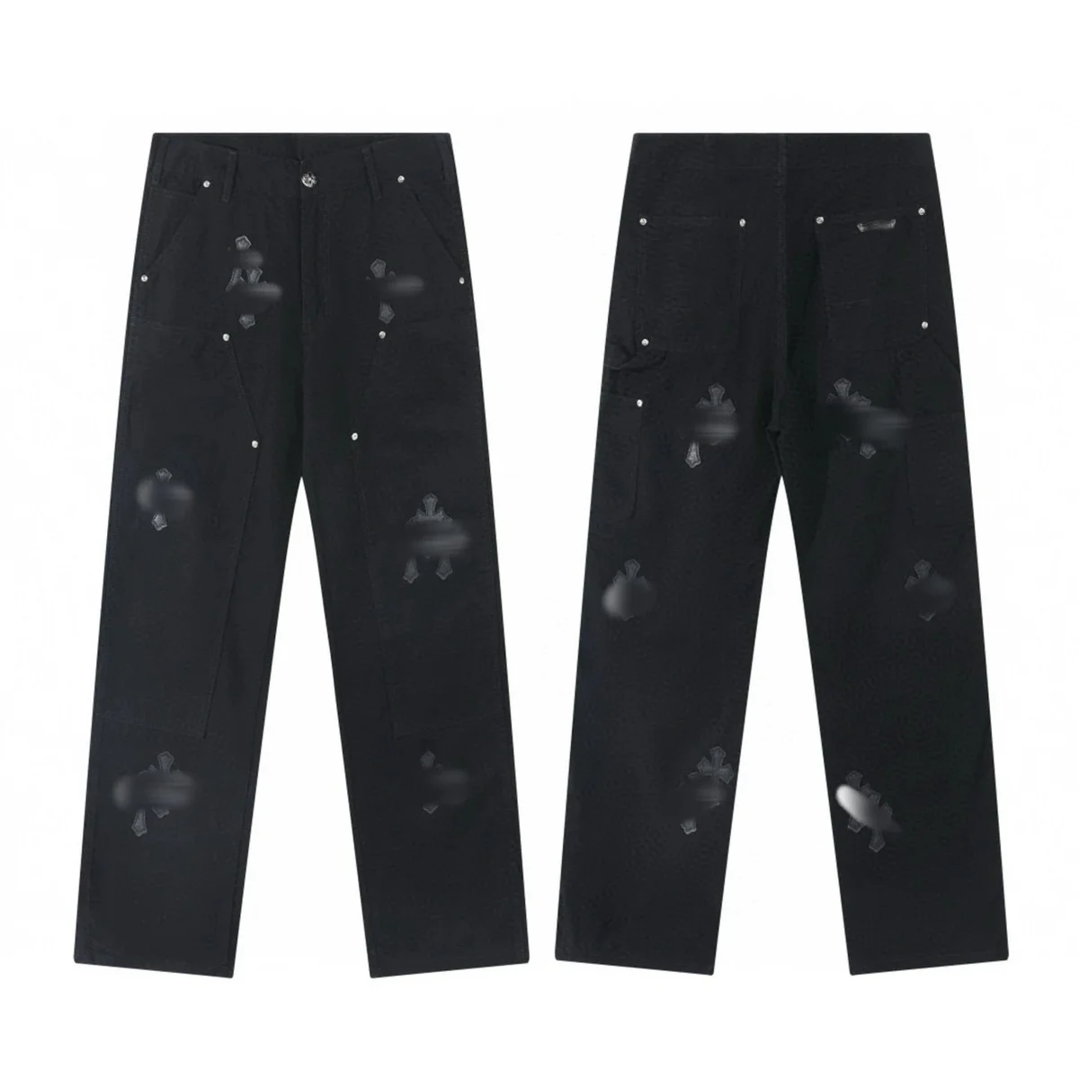 Chrome Hearts Chrome Hearts CH Cross Black Distressed Denim Trousers Black