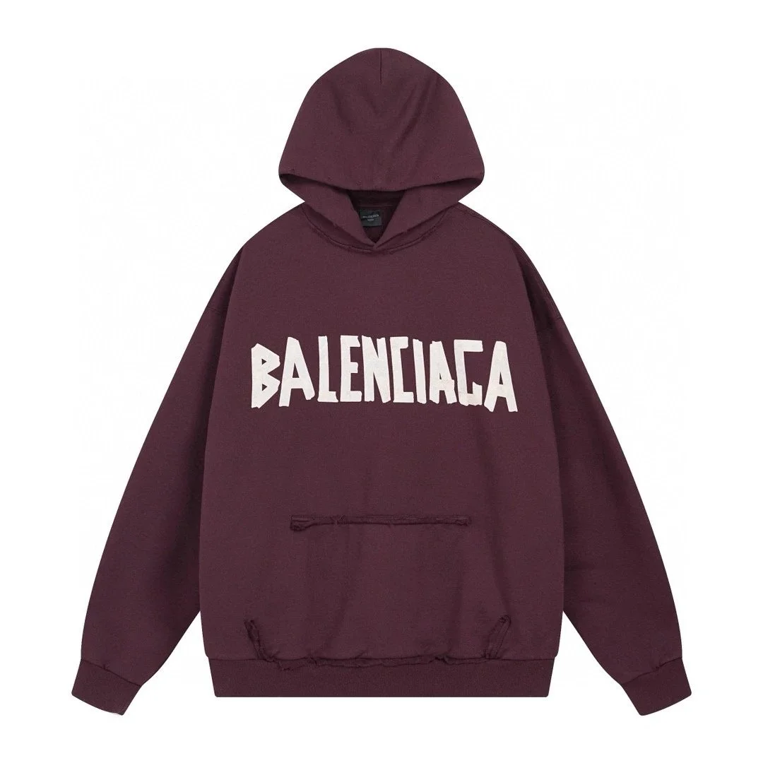 Balenciaga Balenciaga Oversized Logo Hoodie Burgundy Red