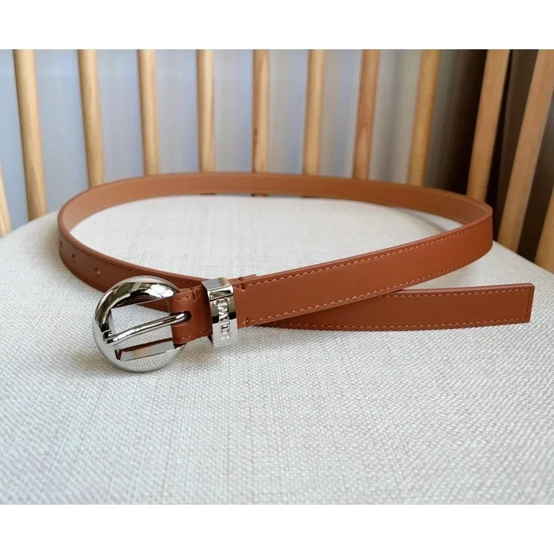Other Belt Brown Leather Belt with Silver Buckle Brown - 1