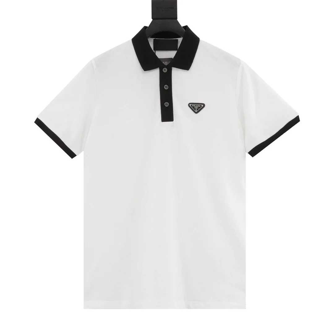 Prada Prada White Triangular Logo Polo Shirt White