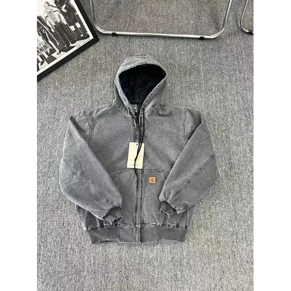 Carhartt Carhartt WIP Hooded Jacket Grey Winter Coat Grey - 1