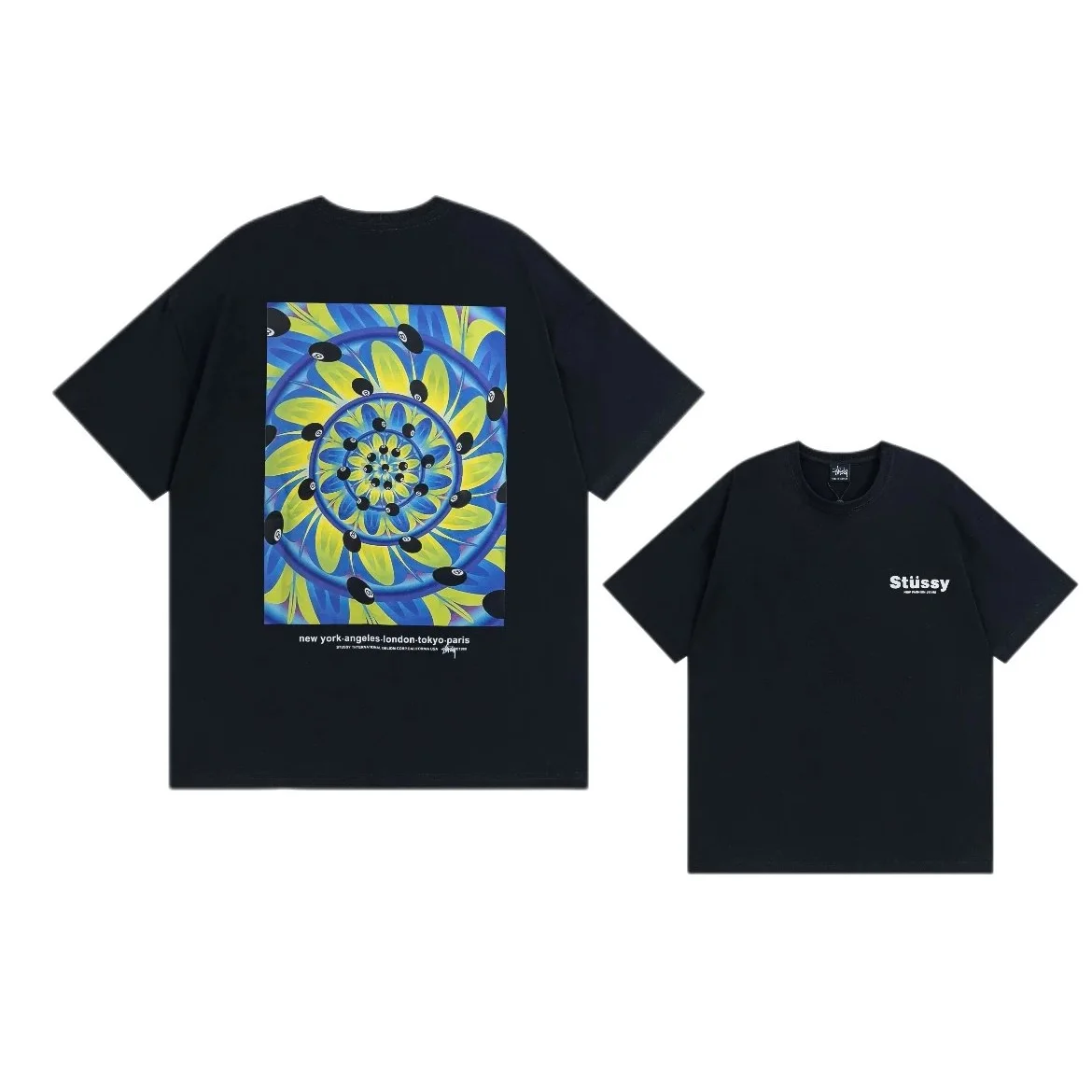 Stussy Stüssy Spiral Print T-Shirt Black Black - 1