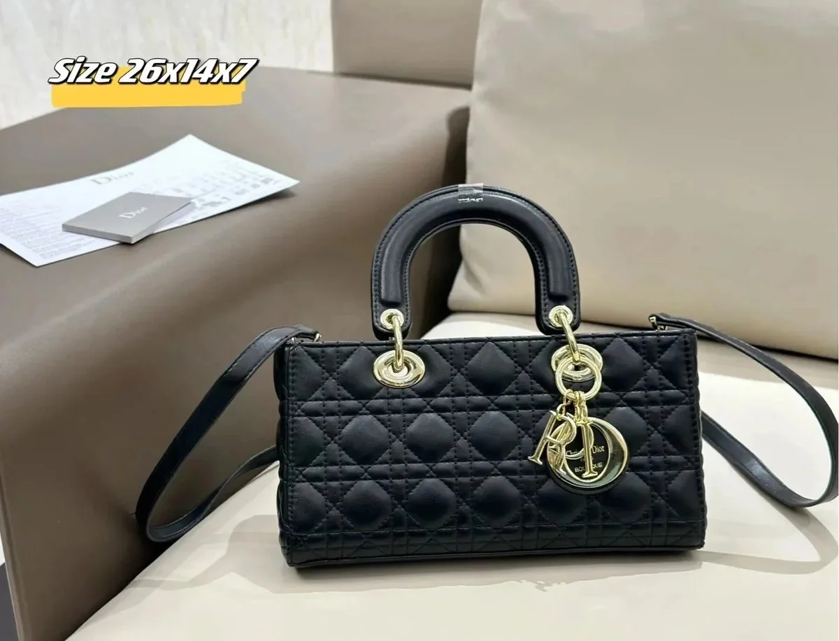 Dior Dior Lady Dior Black Quilted Leather Handbag Black - 1