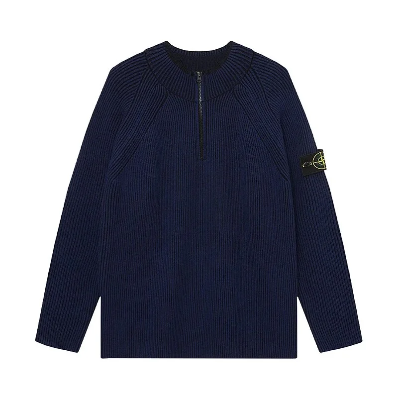 Stone Island Stone Island Navy Ribbed Half-Zip Sweater Navy