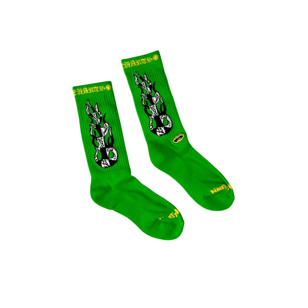 Other Green Flame Graphic Crew Socks Green