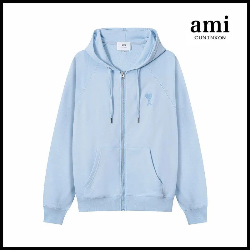 Ami Paris Ami Paris Ami de Coeur Sky Blue Zip-Up Hoodie Blue