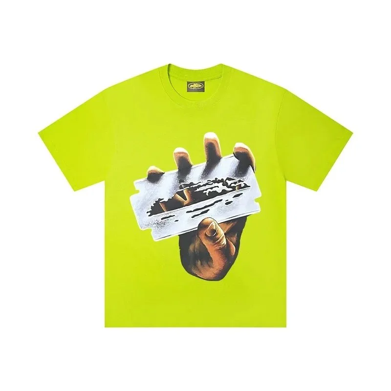 Other Unisex Lime Green Razor Blade Graphic T-Shirt Green - 1