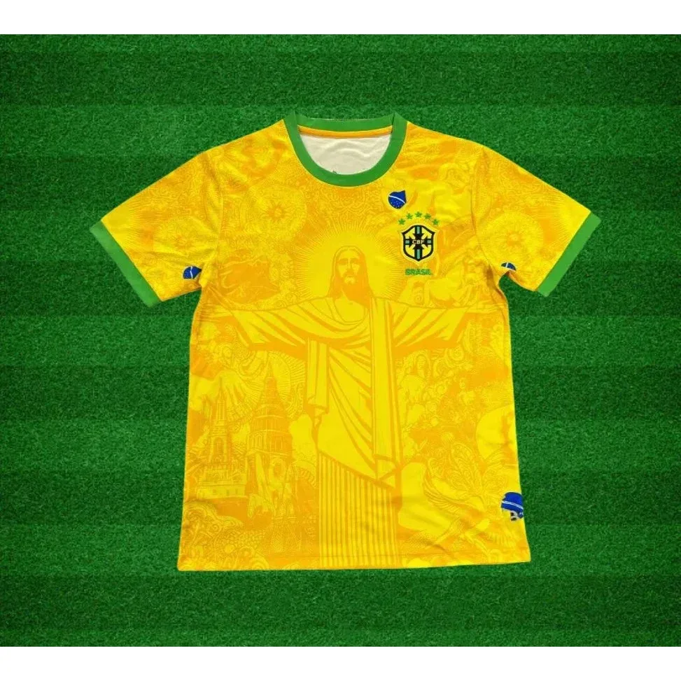 Other Brazil National Team Yellow Jesus Christ Jersey T-Shirt Yellow - 1