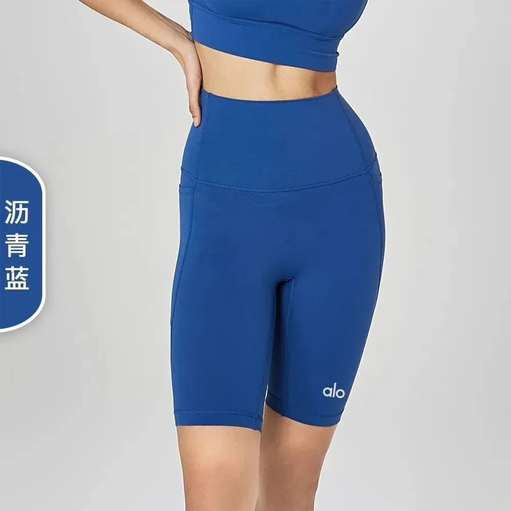 Alo Yoga Alo Asphalt Blue Bike Shorts Blue - 1