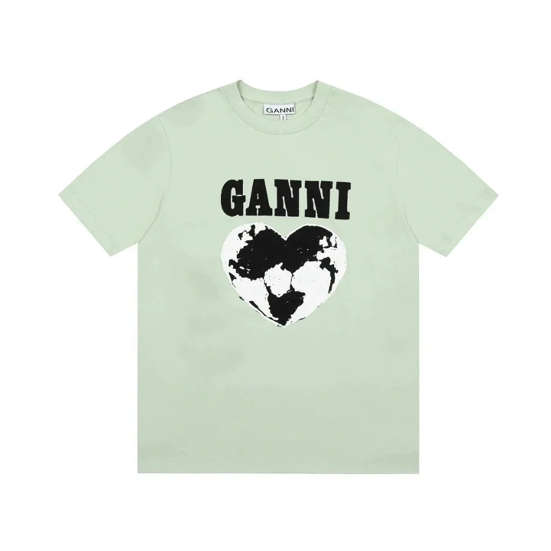 Ganni Ganni Earth Heart T-Shirt Mint Green T-Shirt Green - 1