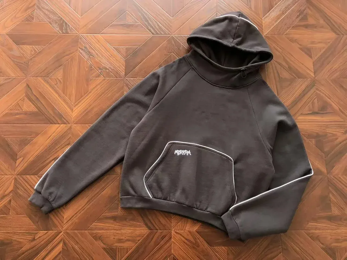 Other Unisex Black White Trim Hoodie Sweatshirt Black - 1
