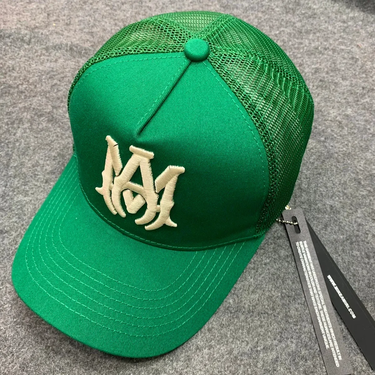 Other Green Mesh Trucker Cap with Embroidered 'MA' Logo Green - 1