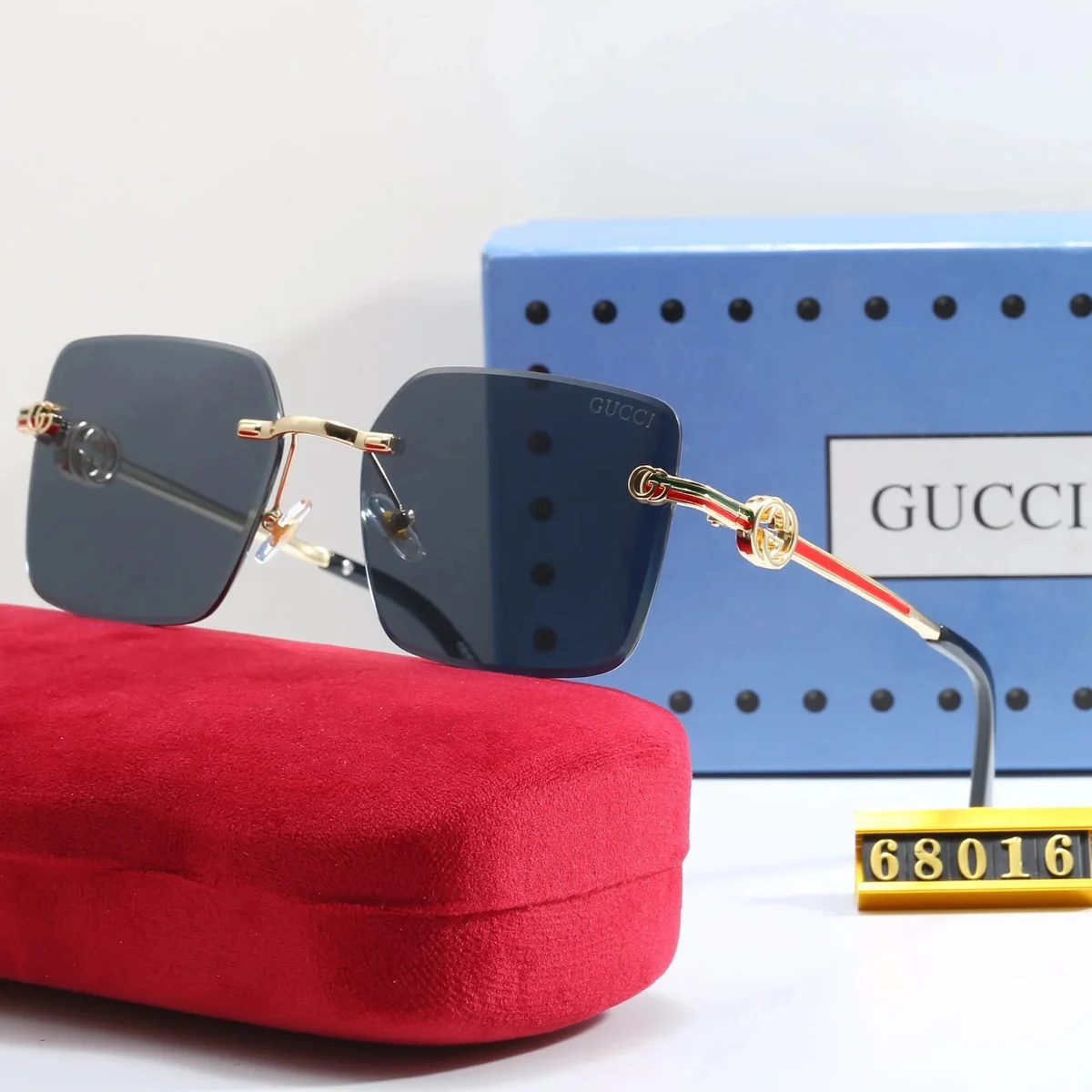 Gucci Gucci GG Marmont Blue Rimless Sunglasses Blue - 1