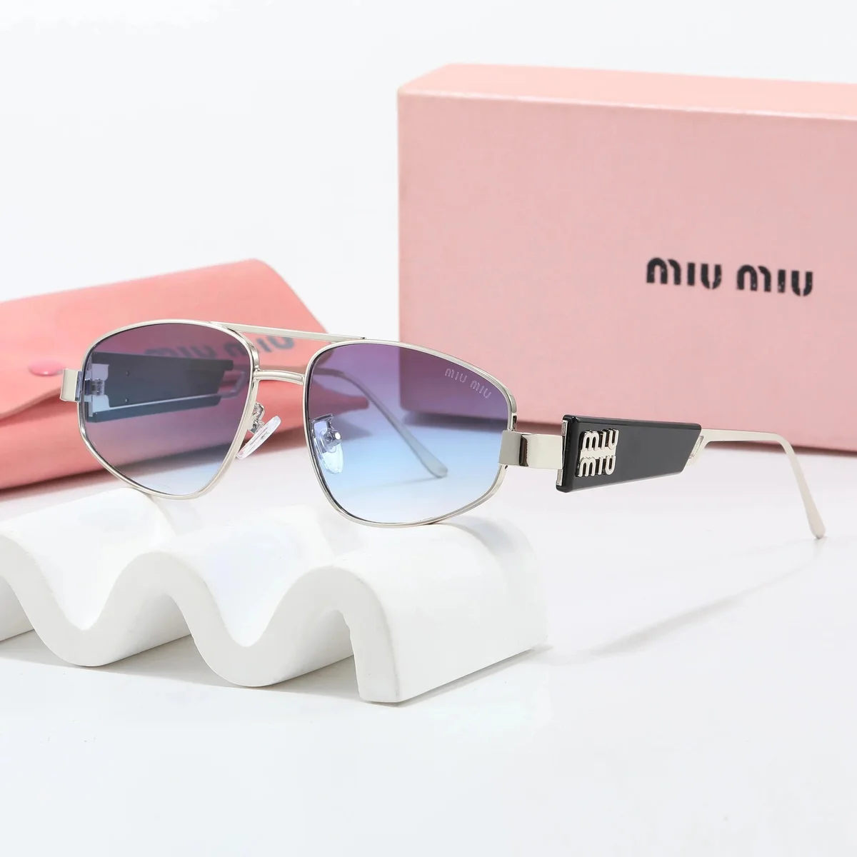 Miu Miu Miu Miu Gradient Lens Aviator Sunglasses Purple - 1