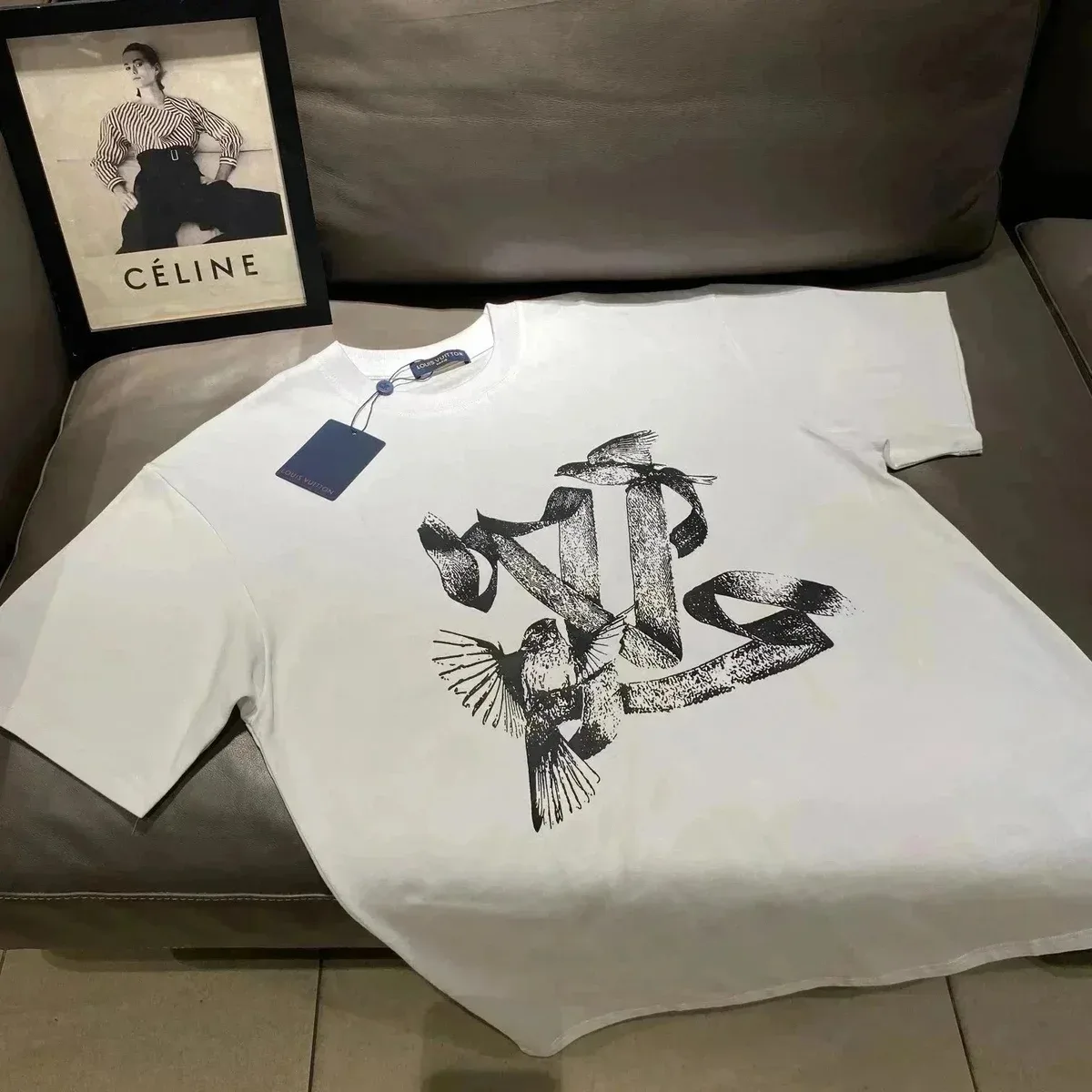 Louis Vuitton Louis Vuitton White Black Ink Logo T-Shirt White