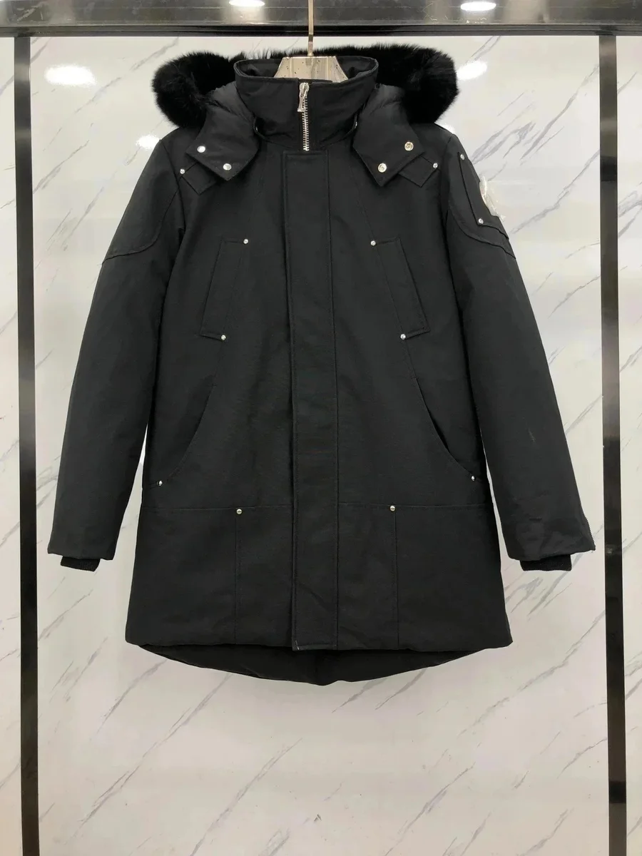 Other Black Fur-Trimmed Parka with Silver Studs Black - 1