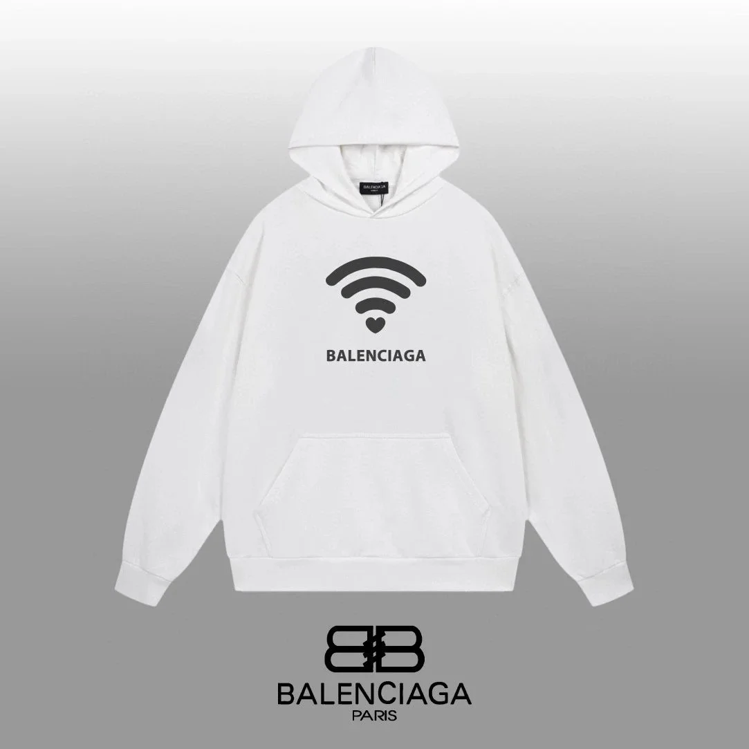 Balenciaga Balenciaga White WiFi Logo Hoodie White - 1
