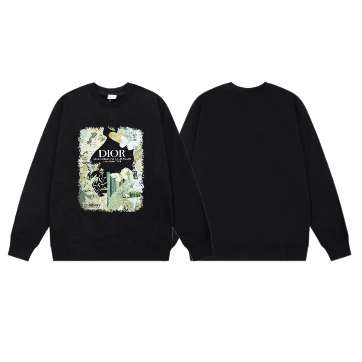 Dior Dior Black Floral Print Crewneck Sweatshirt Black - 1