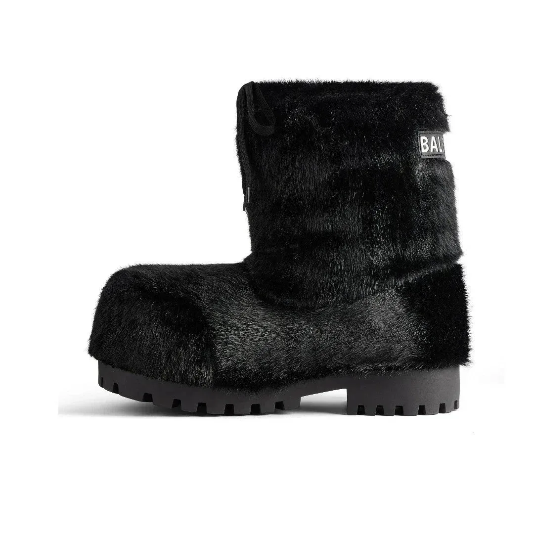 Balmain Balmain Black Waterfall Fur Boots Black