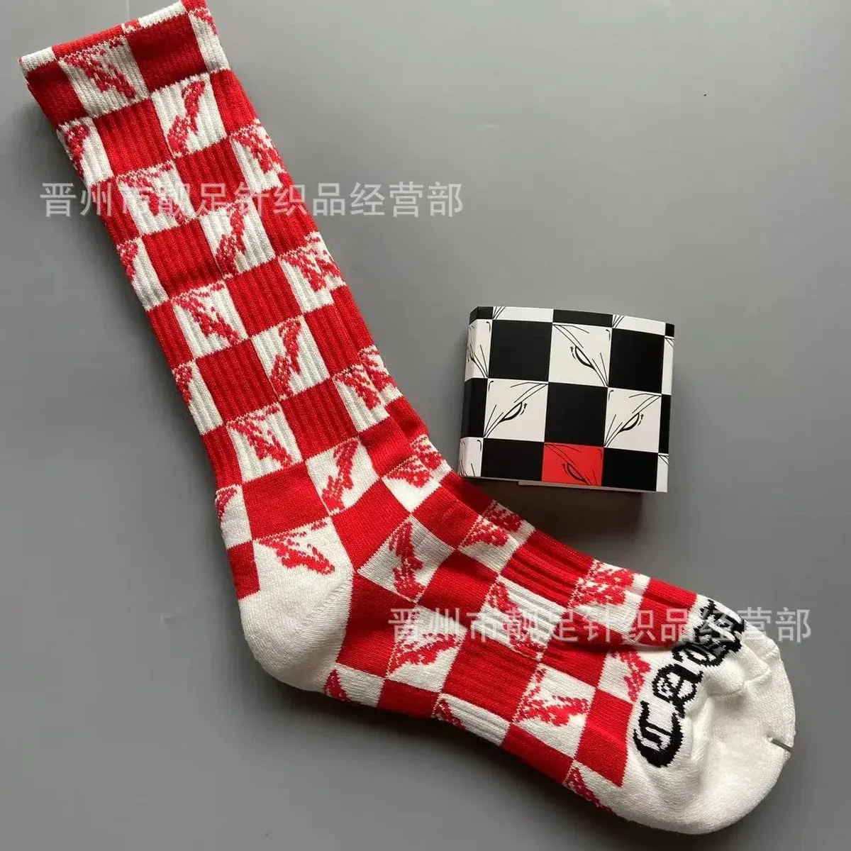 Travis Scott Travis Scott Cactus Jack Red/White Checkerboard Socks Multicolor