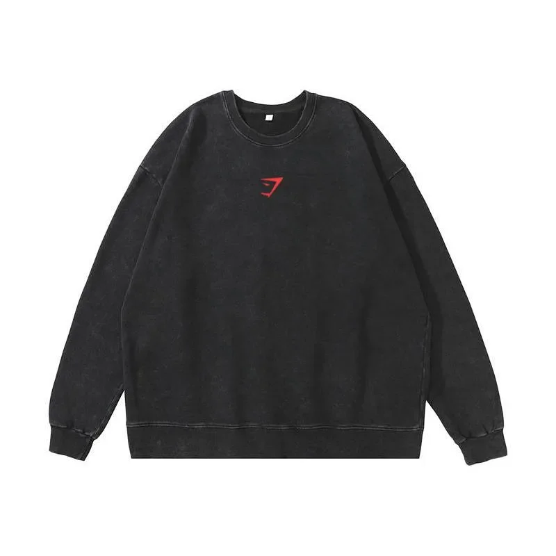 Other Unisex Black Washed Sweatshirt with Red Logo Black - 1