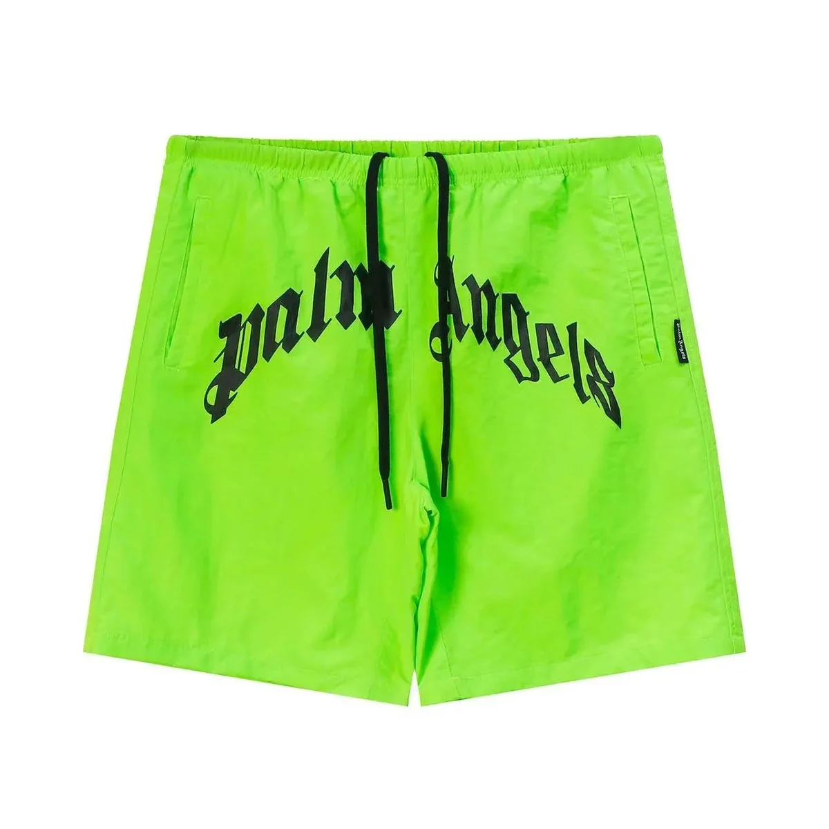 Palm Angels Palm Angels Neon Green 'Palm Angels' Print Shorts Green - 1