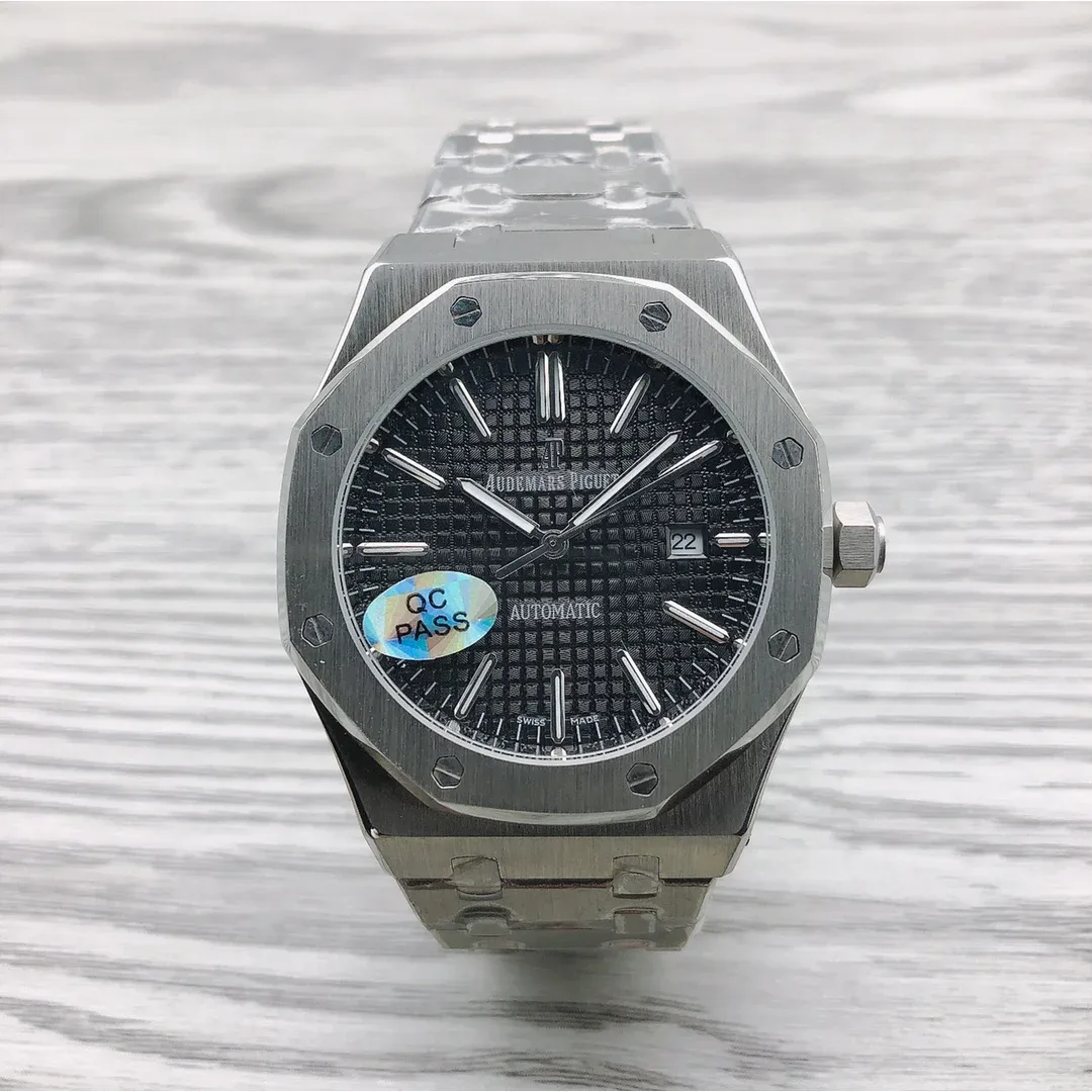 Audemars Piguet Audemars Piguet Royal Oak Silver Case Black Dial Steel Band Watch Silver - 1
