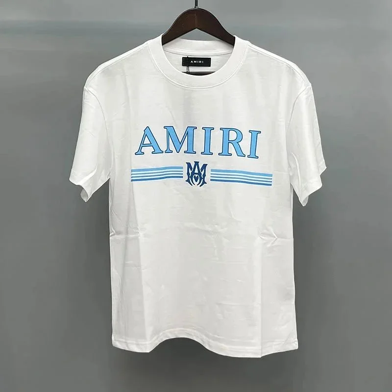 Amiri Amiri White Blue Logo T-Shirt White - 1