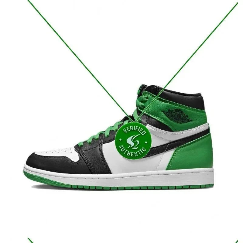 Nike Nike Air Jordan 1 Black Green Toe Sneakers Green - 1