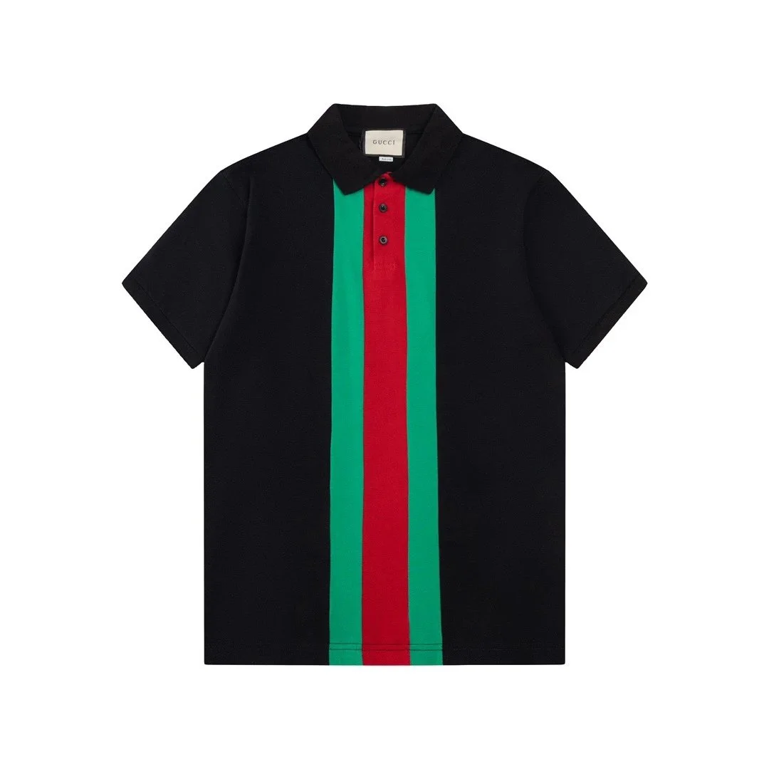 Gucci Gucci Web Stripe Polo Shirt Black Red Green Black - 1