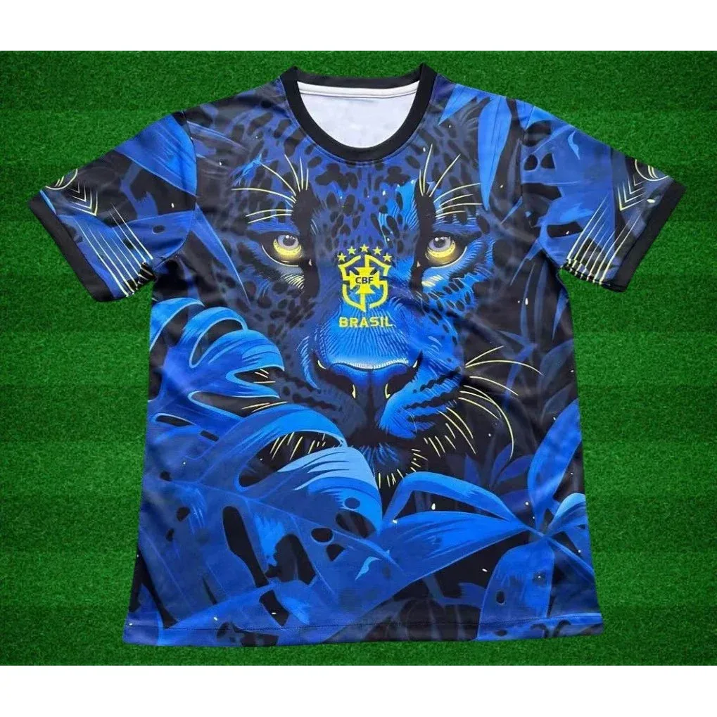 Other Brazil Football Jersey 07# Black Blue Special Edition T-Shirt Blue - 1