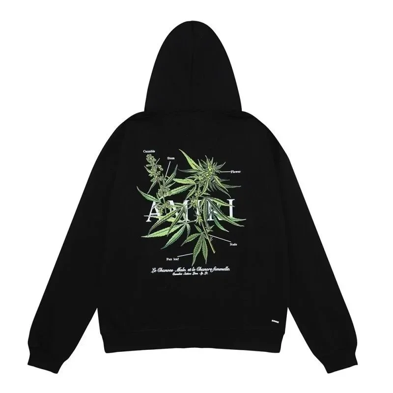 Amiri Amiri Cannabis Print Hoodie Black Streetwear Black - 1