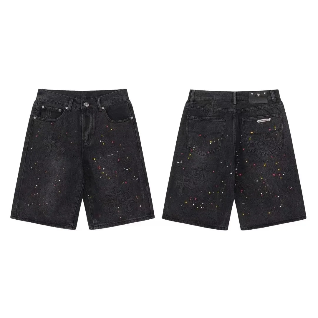 Chrome Hearts Chrome Hearts CH 01 Paint Splatter Denim Shorts Black - 1