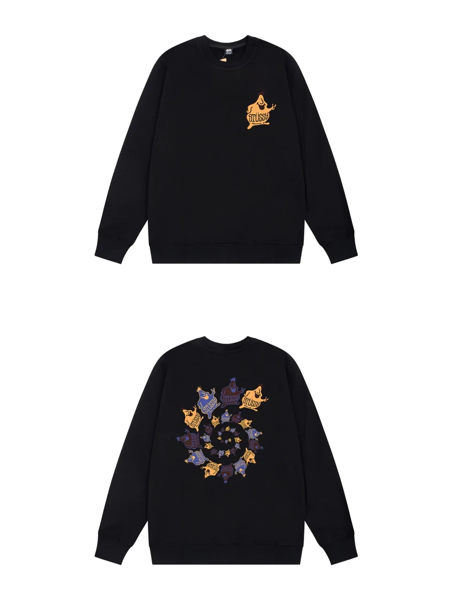 Stussy Stussy Stüssy Ghost Print Crewneck Sweatshirt Black Black - 1