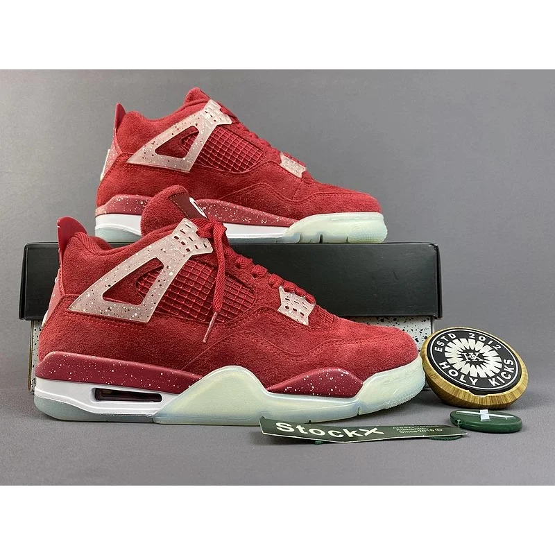 Jordan Air Jordan Air Jordan 4 Red Suede Sneakers Red - 1