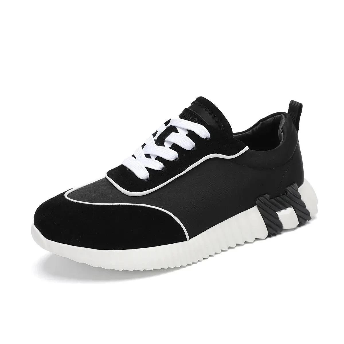 Other Unisex Black & White Suede Sneakers Black - 1