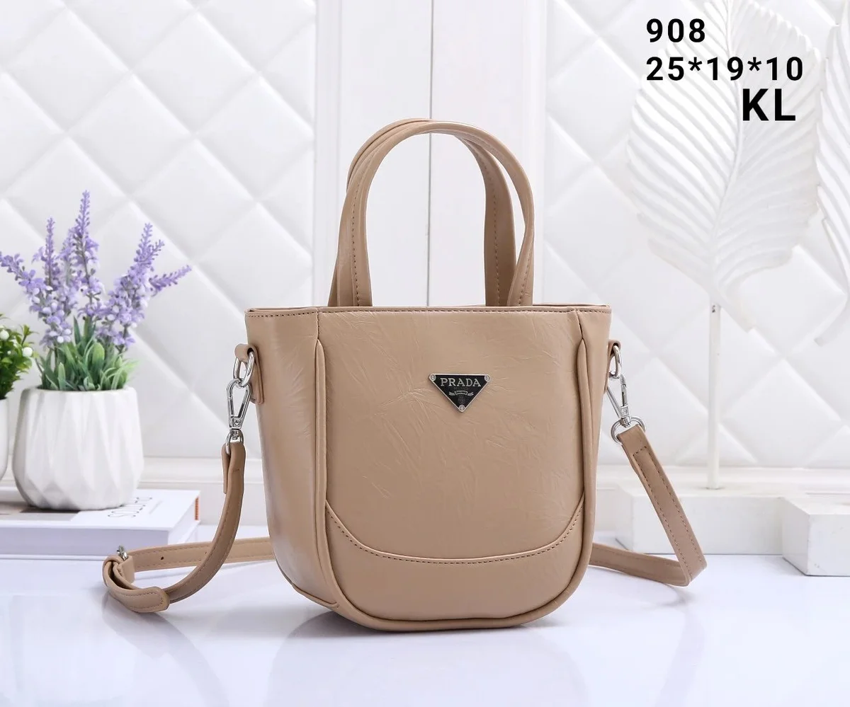 Prada Prada Triangle Logo 908-3 Beige Bucket Bag Beige