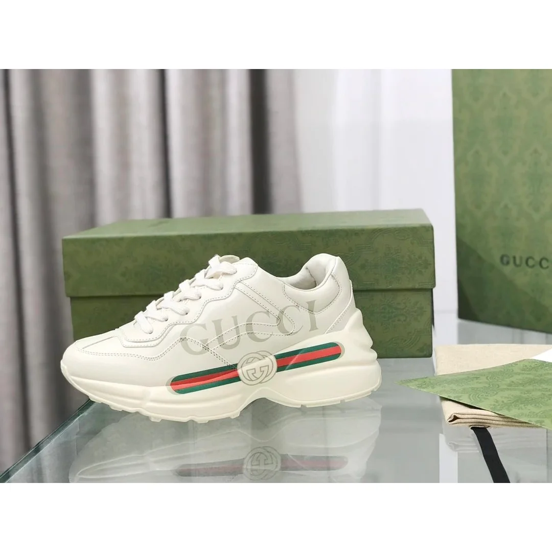 Gucci Gucci Rhyton White Leather Sneakers White - 1