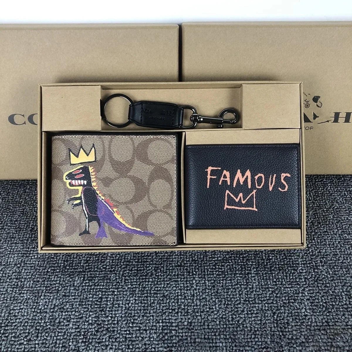 Coach Tabby Dinosaur Keychain & Wallet Set