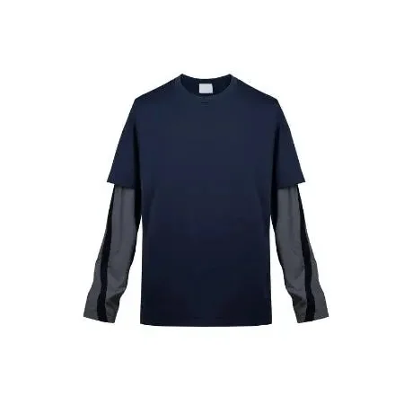 Other Navy Solid T-Shirt with Contrast Sleeves Navy - 1