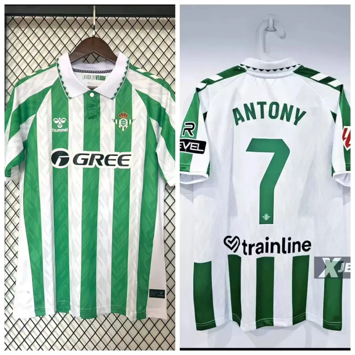 Hummel Hummel Beís Antony Jersey Green/White Striped Soccer Shirt Green - 1