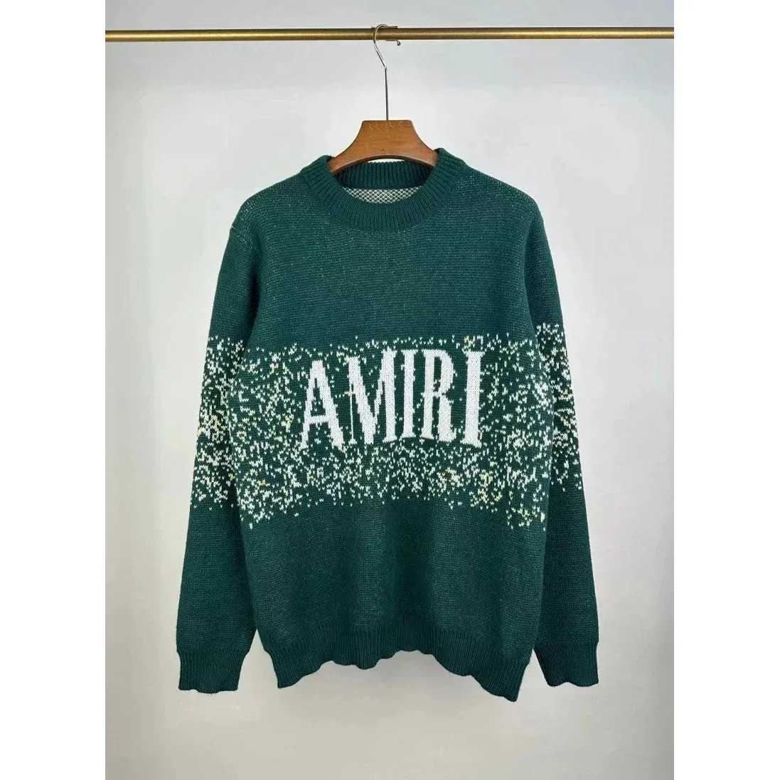 Amiri Amiri Speckled Green Logo Knit Sweater Green - 1