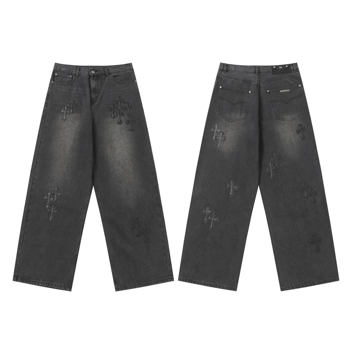 Chrome Hearts Chrome Hearts CH Cross Embroidered Charcoal Jeans Grey