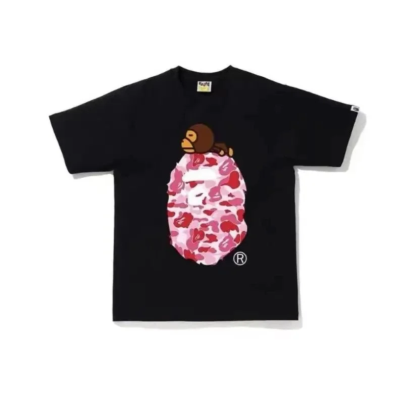 A Bathing Ape A Bathing Ape BAPE7 Pink Camo Monkey T-Shirt Black - 1