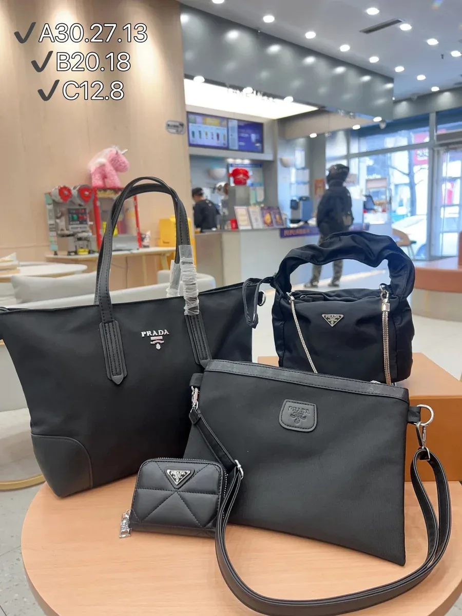 Prada Prada Re-Nylon Black Tote Bag Set Black