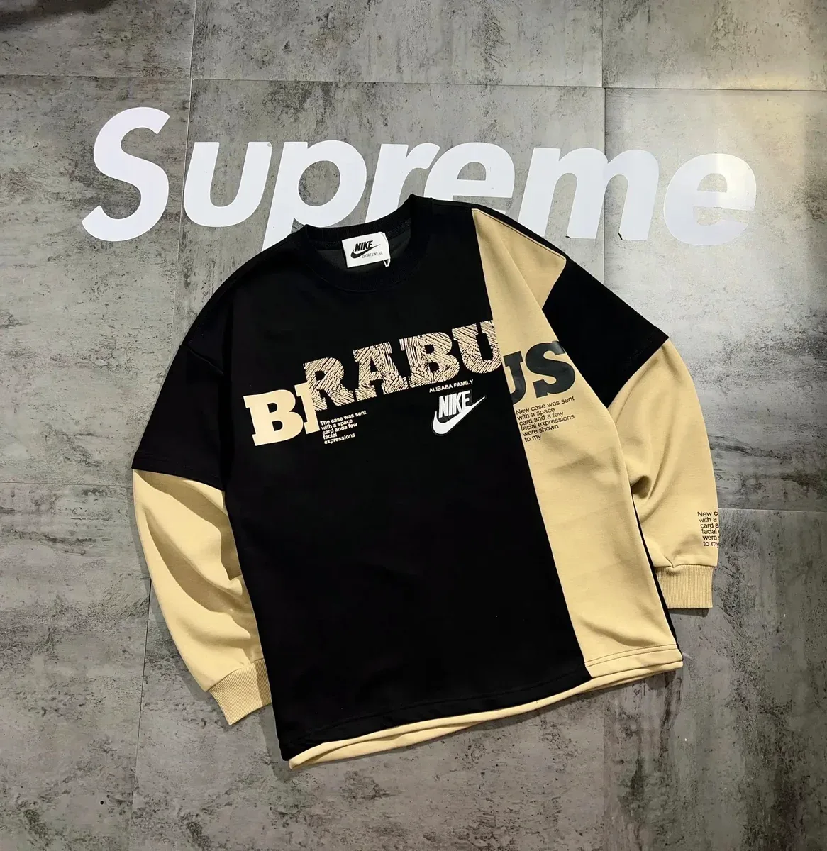 Nike Nike Club Fleece BRABUS Color-Block Sweatshirt Black/Beige Black
