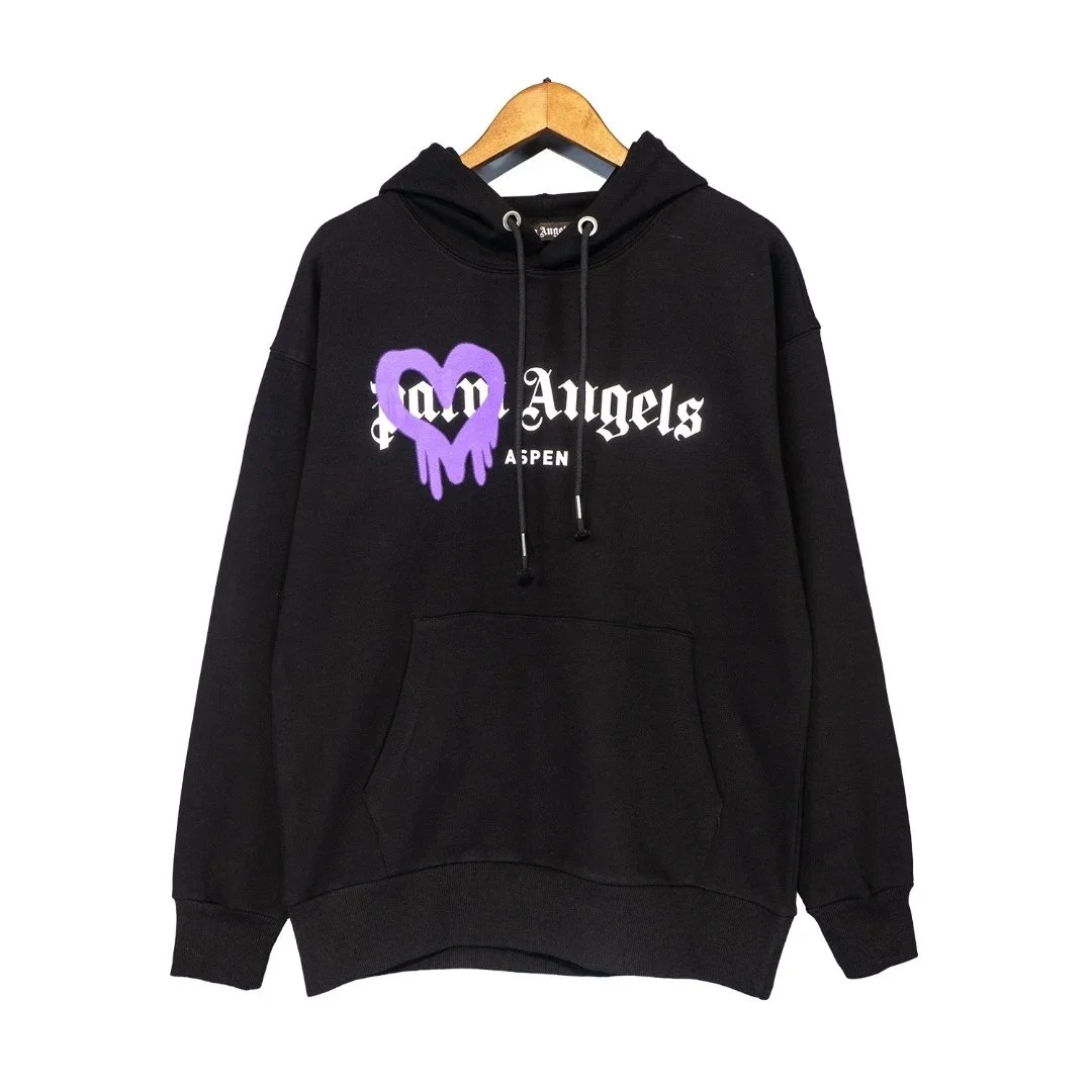 Palm Angels Palm Angels Aspen Hoodie Black with Purple Heart Black - 1