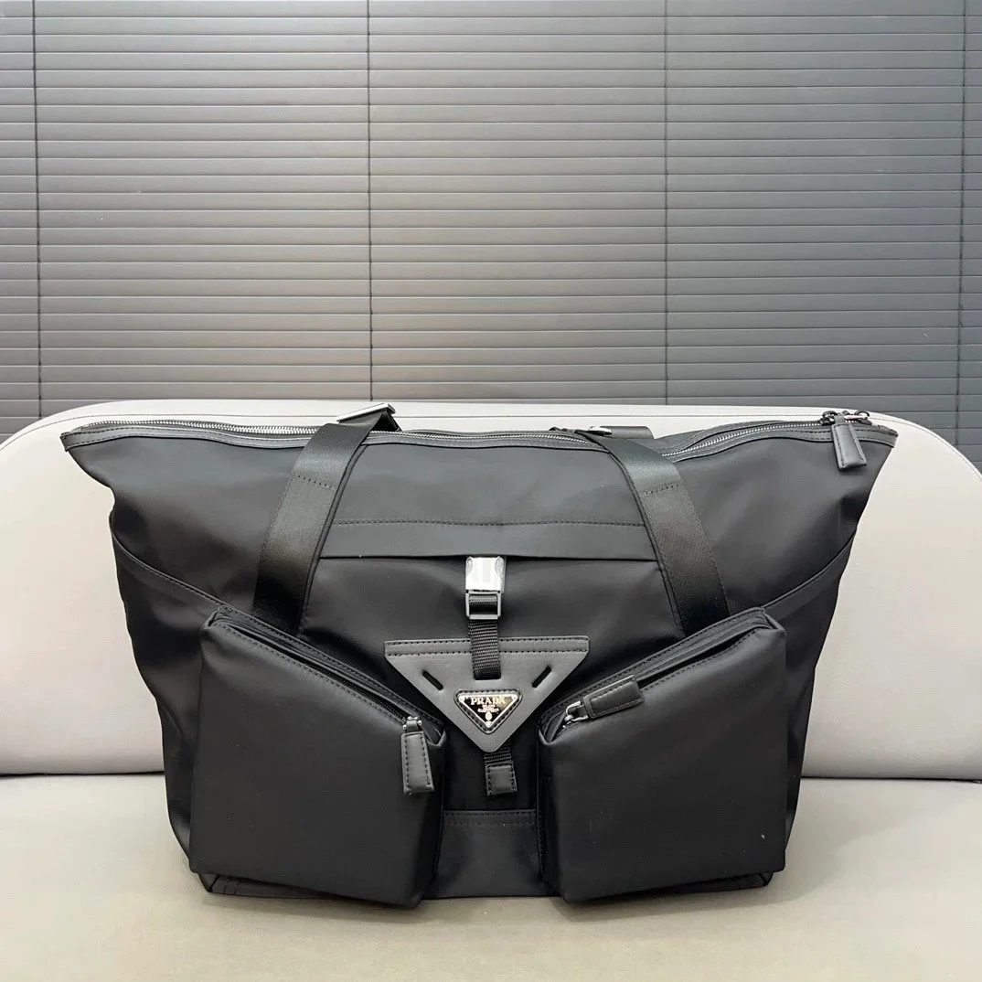 Prada Prada Black Duffle Bags 17" Tote Bag Black - 1