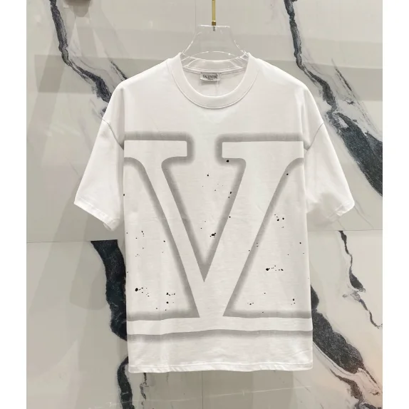 Valentino Valentino VLTN T-Shirt White/Grey/Black Splatter White